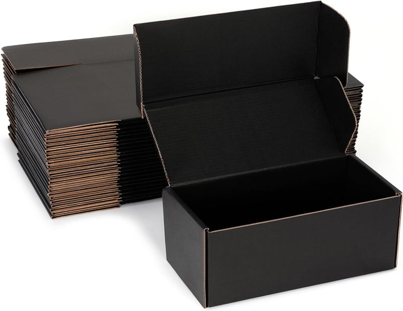 DUZCLI Small Shipping Boxes 10x4x4 Inches – Black Corrugated Cardboard Boxes (20-Pack) for Mailing, Packing, Small Business & Gift Packaging - Recyclable & Sturdy - Image 1
